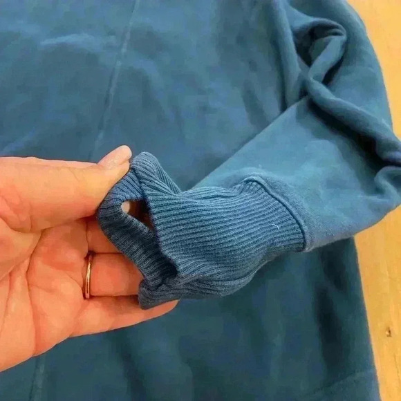 Athleta Womens Pullover Oversized Turtleneck Pockets Poly Cotton Thumb Holes M - Picture 4 of 12